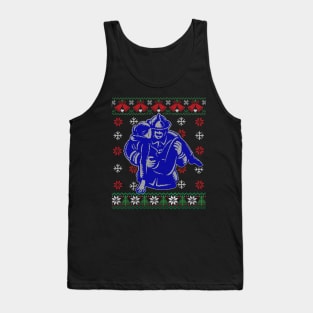 Xmas Firefighter Ugly Sweater Style Funny Xmas Gift Tank Top